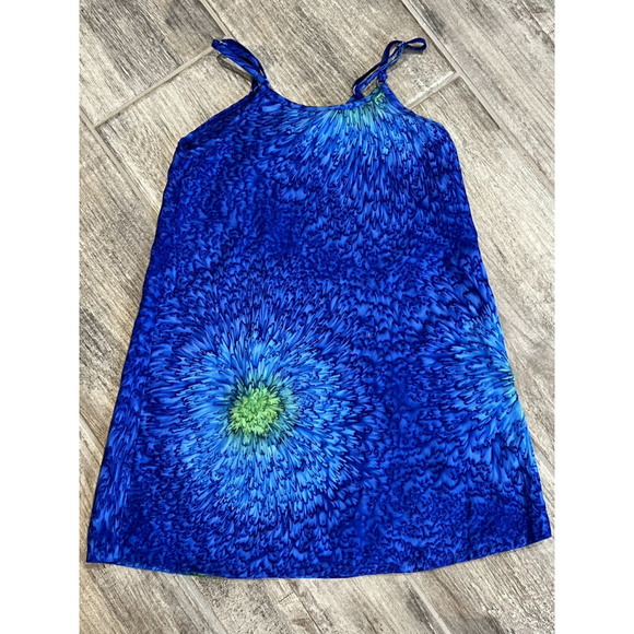 Nina Bean World Blue Floral Print Sleeveless Mini Dress Cover‎ Up Size M - Picture 2 of 3